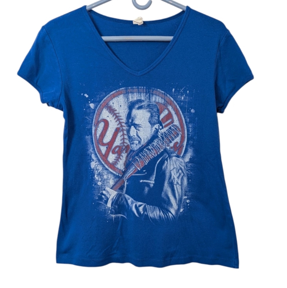 Negan Yankees Blue Graphic T-Shirt